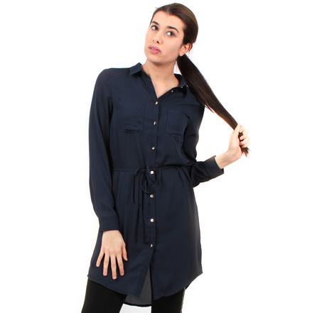 Chemise longue bleu femme