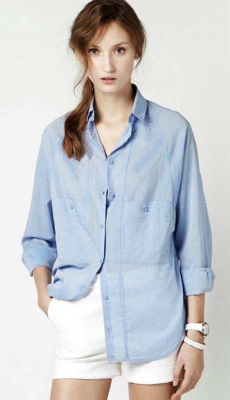 Chemise longue femme bleu