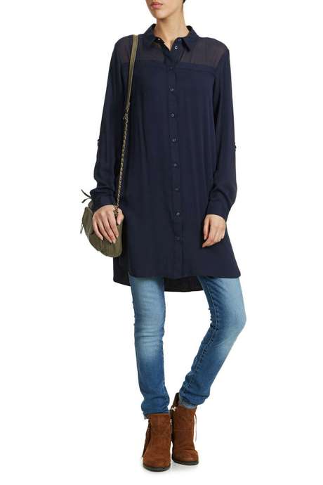 Chemise longue femme bleu