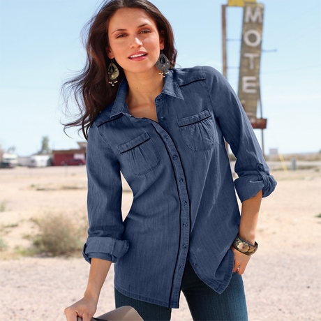 Chemise tunique en jean femme