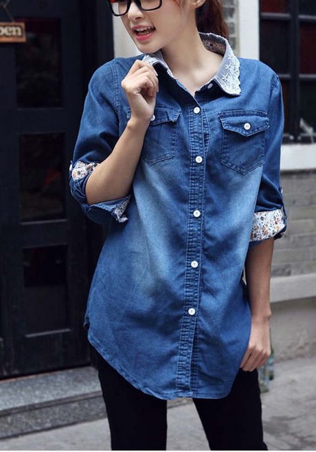 Chemise tunique en jean femme