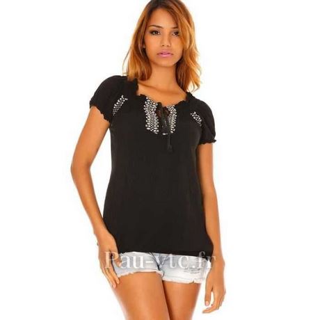 Chemise tunique noire femme