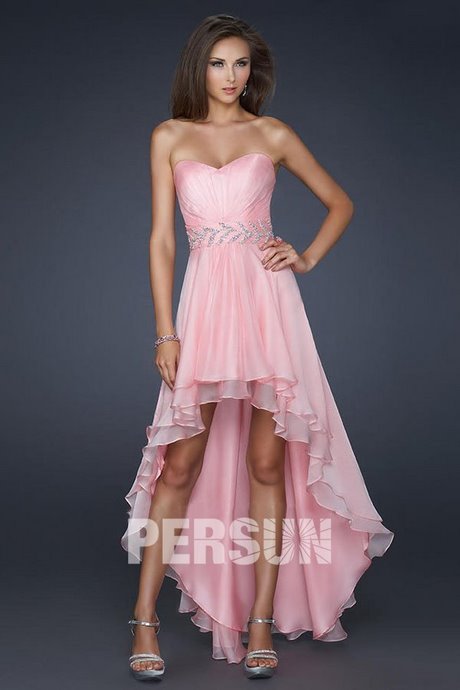 Robe courte devant longue derriere rose pale