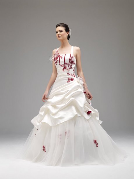 Robe de mariee blanc et rouge