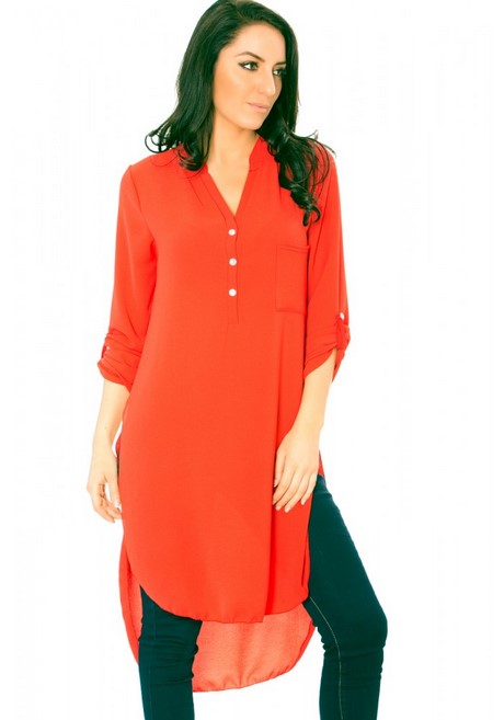 Tunique longue rouge femme