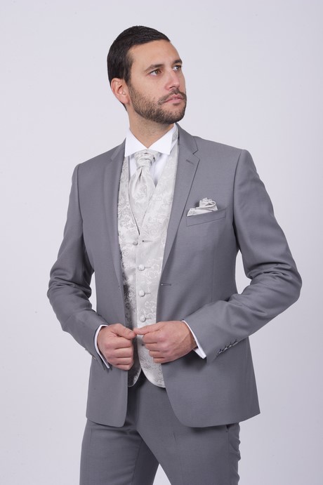 Costume gris perle mariage