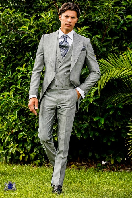 Costume gris perle mariage