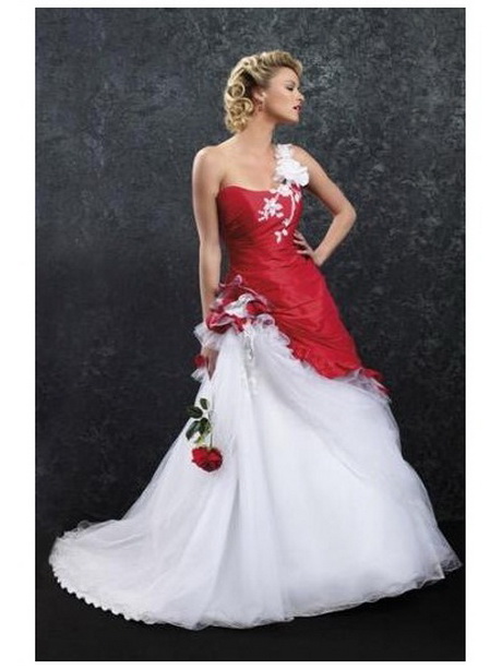 Robe de mariee blanche et rouge