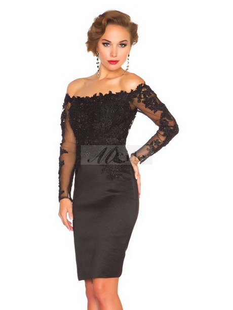 Robe de soirée dentelle manche longue