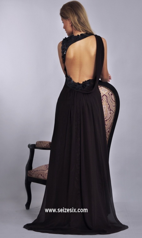 Robe de soirée longue noire dos nu