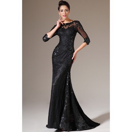 Robe longue en dentelle noire