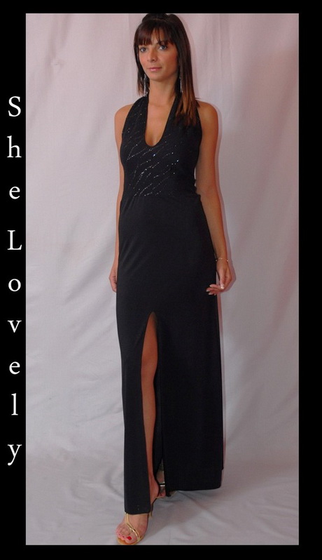 Robe longue noire fendue