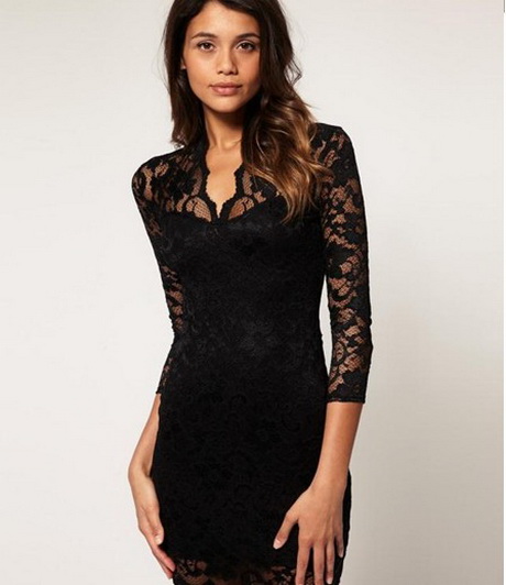 Robe manches dentelle noire