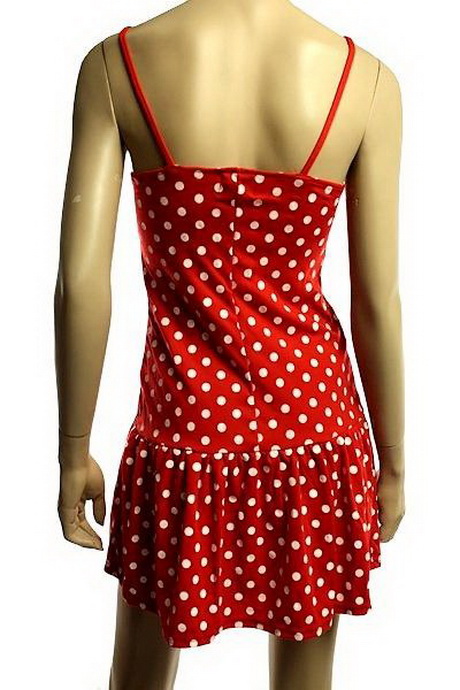 Robe rouge pois blancs