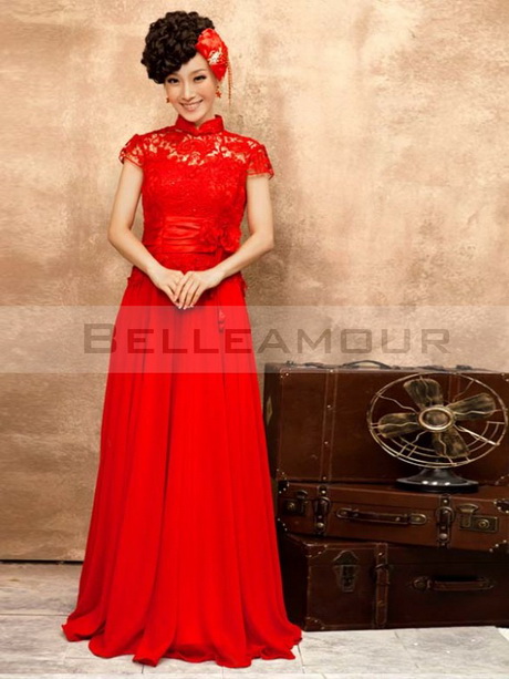 Robe de soirée dentelle rouge