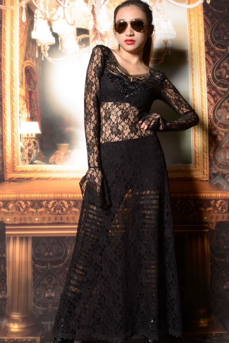 Robe longue dentelle noir