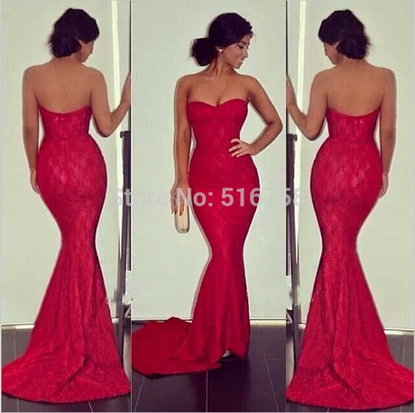 Robe longue dentelle rouge