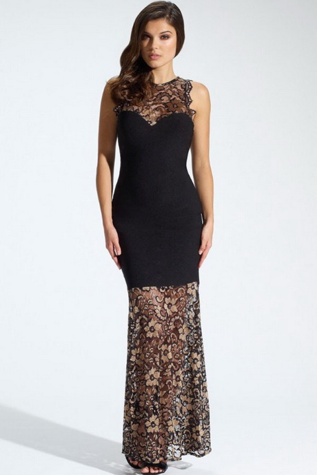 Robe longue noir dentelle