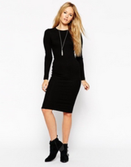 Robe longue noir manche longue