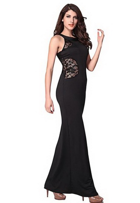 Robe longue noire dentelle