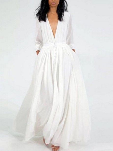 Robe blanche longue fluide