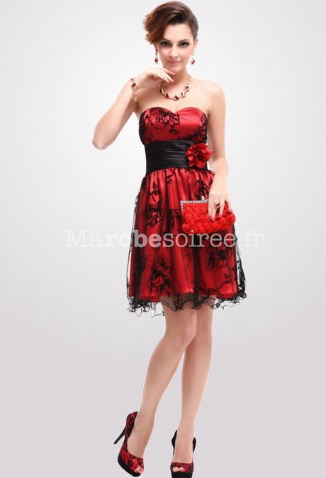 Robe cocktail rouge et noir