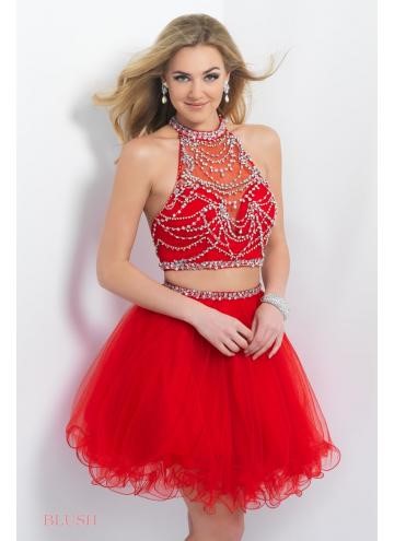 Robe de bal courte rouge