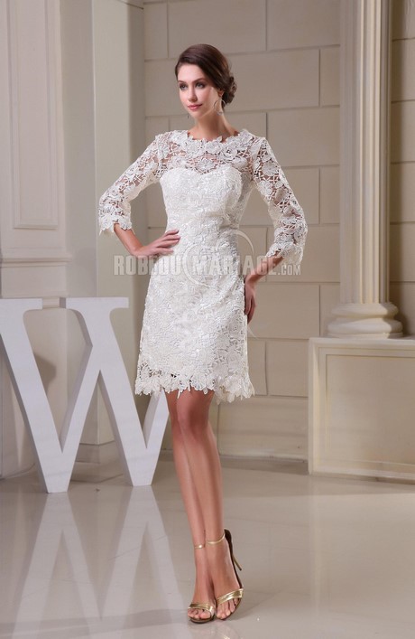 Robe de mariée courte manche longue