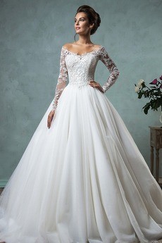 Robe de mariée longue manche dentelle