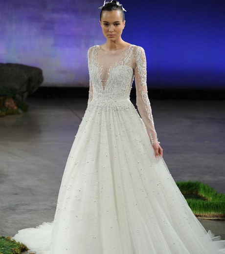 Robe de mariée manches longues dentelle