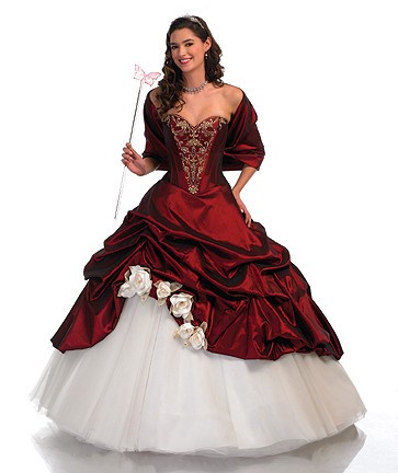 Robe de mariée princesse rouge et blanc