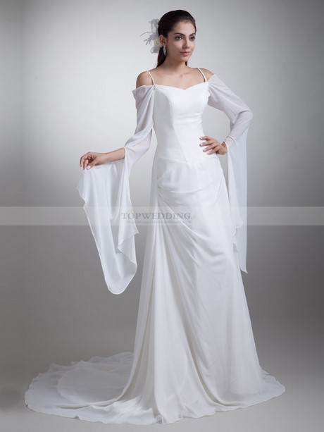 Robe longue blanche avec manches