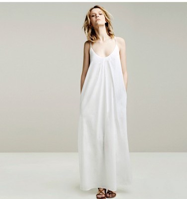 Robe longue blanche coton