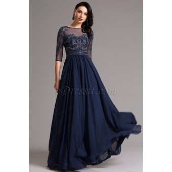 Robe longue bleu marine