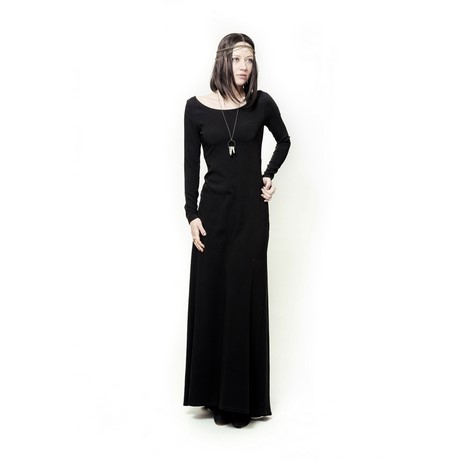 Robe longue noire manches longues