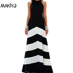 Robe longue rayée noir et blanche