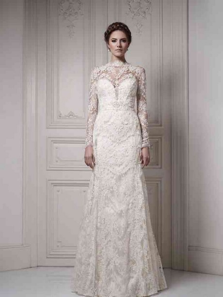 Robe mariée manches longues dentelle