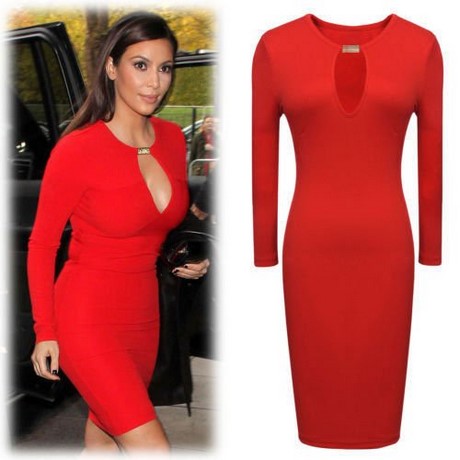 Robe rouge manche longue