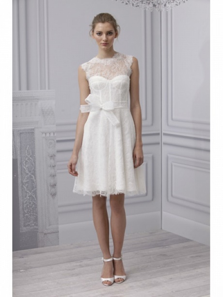 Robe blanche dentelle courte mariage