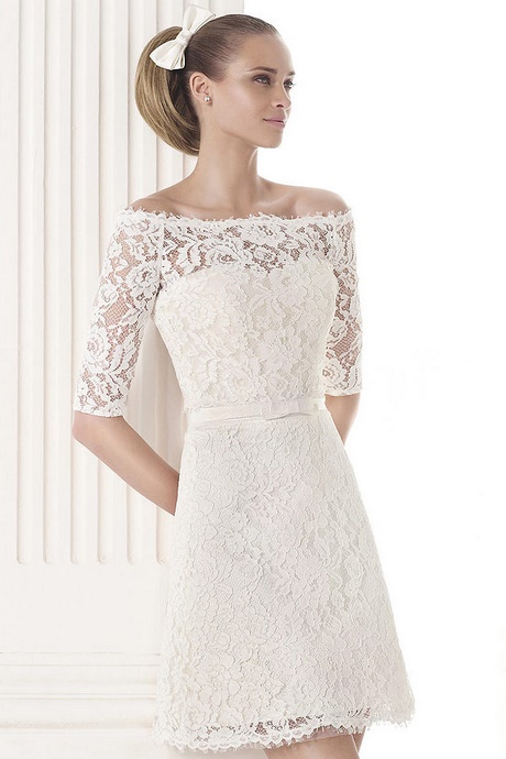 Robe blanche dentelle courte mariage