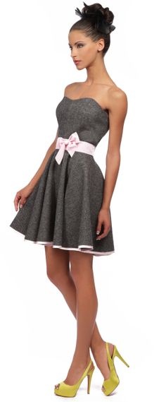 Robe de cocktail grise et rose