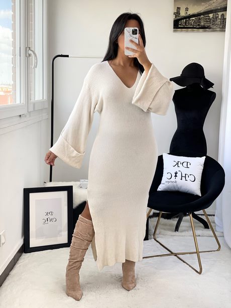 Pull robe beige