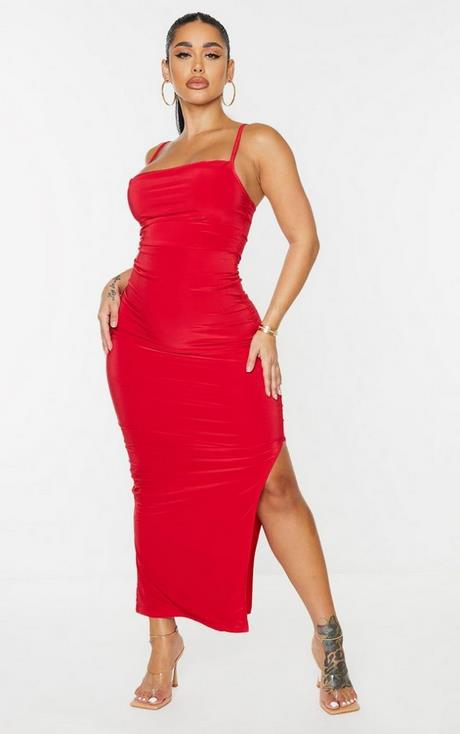 Robe moulante longue rouge