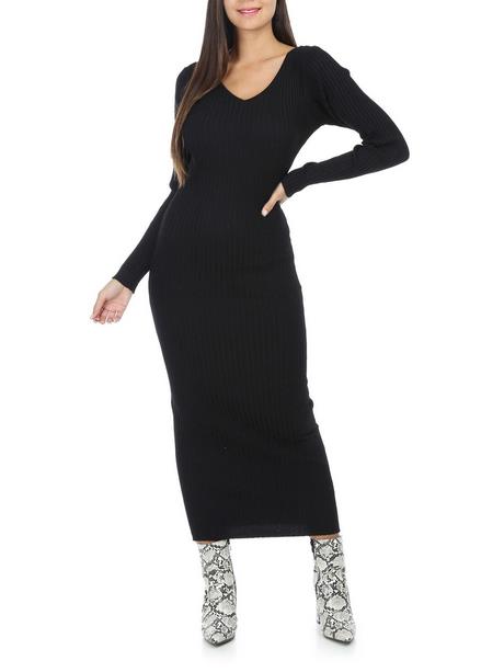 Robe noire moulante col v