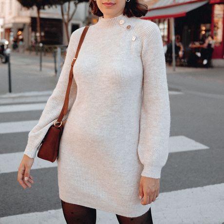 Robe pull femme blanc