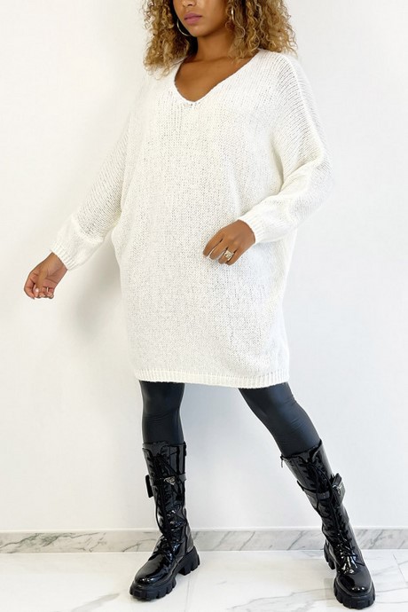 Robe pull femme blanc