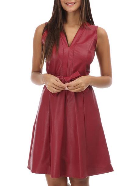 Robe simili cuir bordeaux