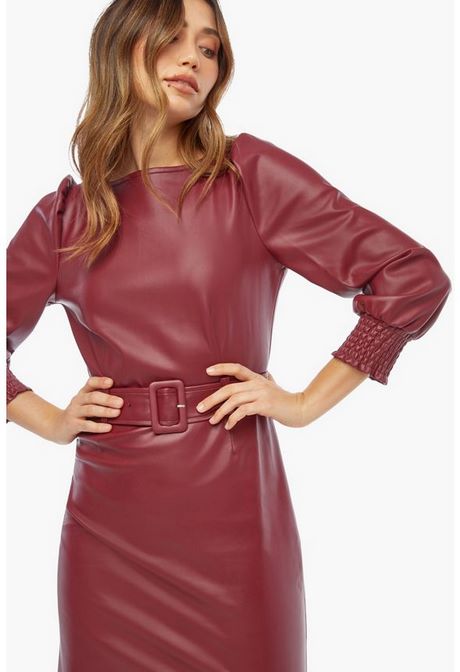 Robe simili cuir bordeaux