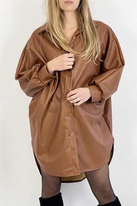 Robe simili cuir marron