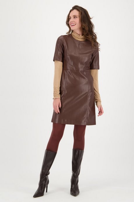 Robe simili cuir marron